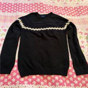 Flavio G Wool Blend Dark Green/Navy/Cream Chevron Design Sweater-Size Small